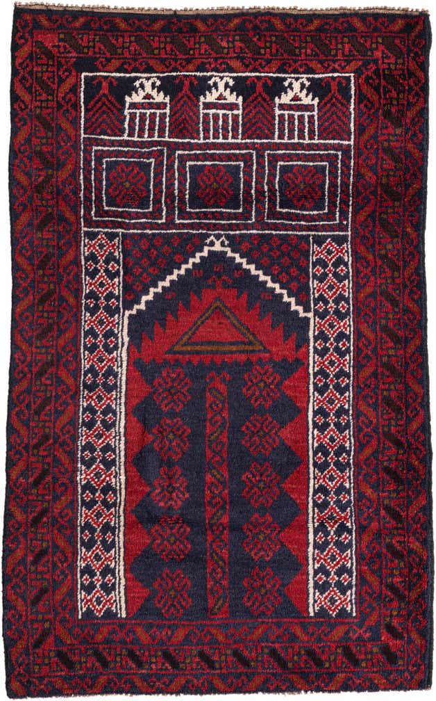 2' 10 x 4' 9 Hand Knotted Balouch Persian Wool Rug