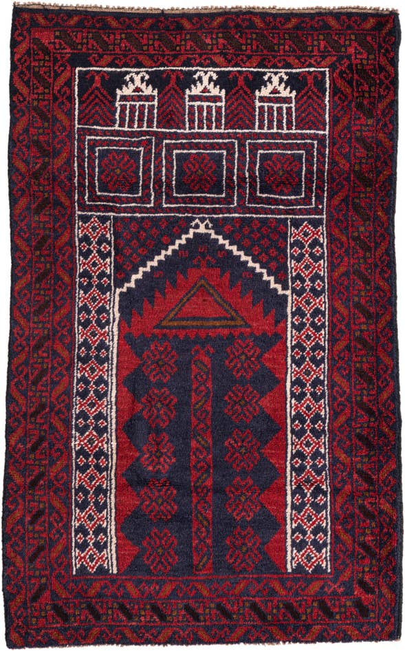 Detail image of 2' 10 x 4' 9 Hand Knotted Balouch Persian Wool Rug