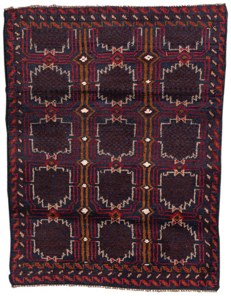 Detail image of 2' 10 x 4' 5 Hand Knotted Balouch Persian Wool Rug
