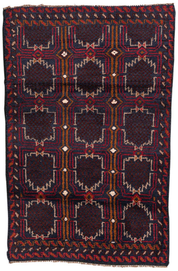 Detail image of 2' 10 x 4' 5 Hand Knotted Balouch Persian Wool Rug