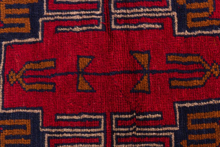 Detail image of 2' 10 x 4' 7 Hand Knotted Balouch Persian Wool Rug