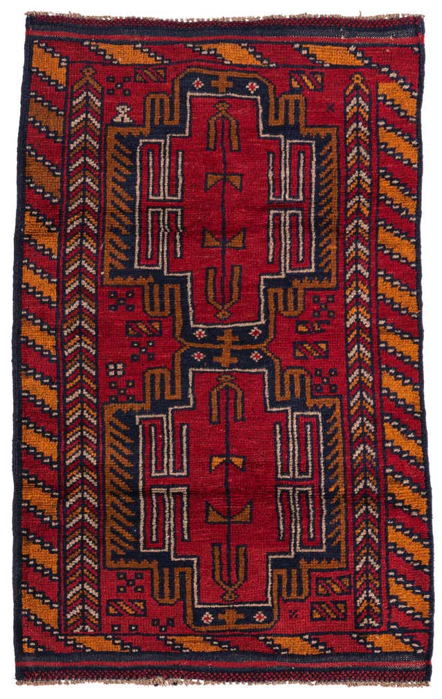 2' 10 x 4' 7 Hand Knotted Balouch Persian Wool Rug