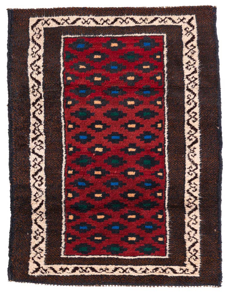Detail image of 2' 9 x 4' 7 Hand Knotted Balouch Persian Wool Rug