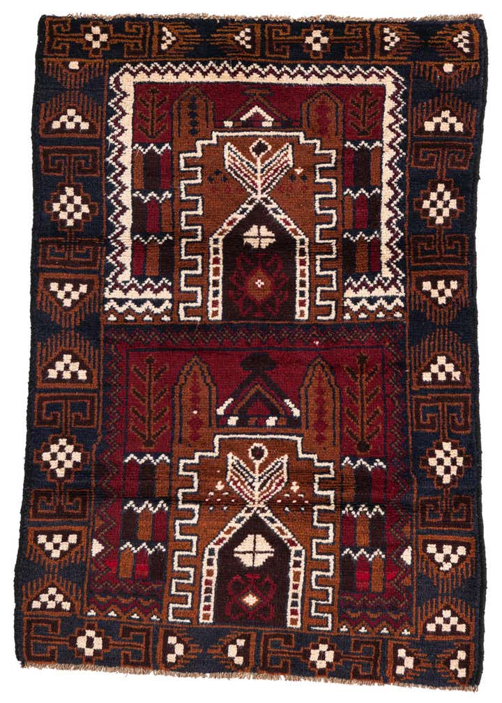 2' 9 x 4' 7 Hand Knotted Balouch Persian Wool Rug