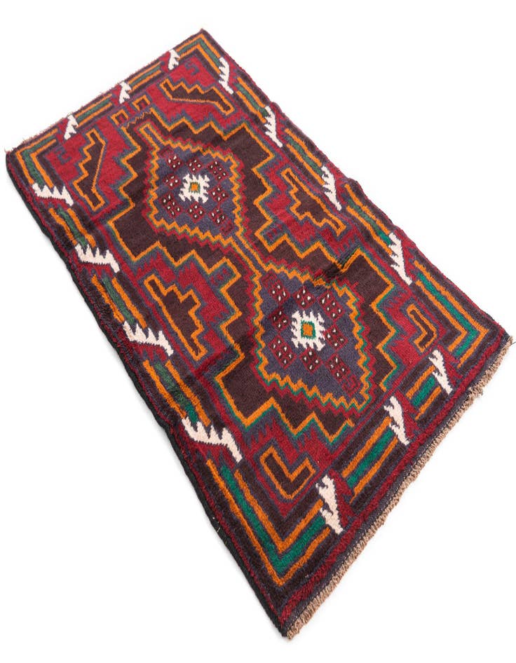 Detail image of 2' 9 x 4' 9  Hand Knotted Balouch Persian Wool Rug