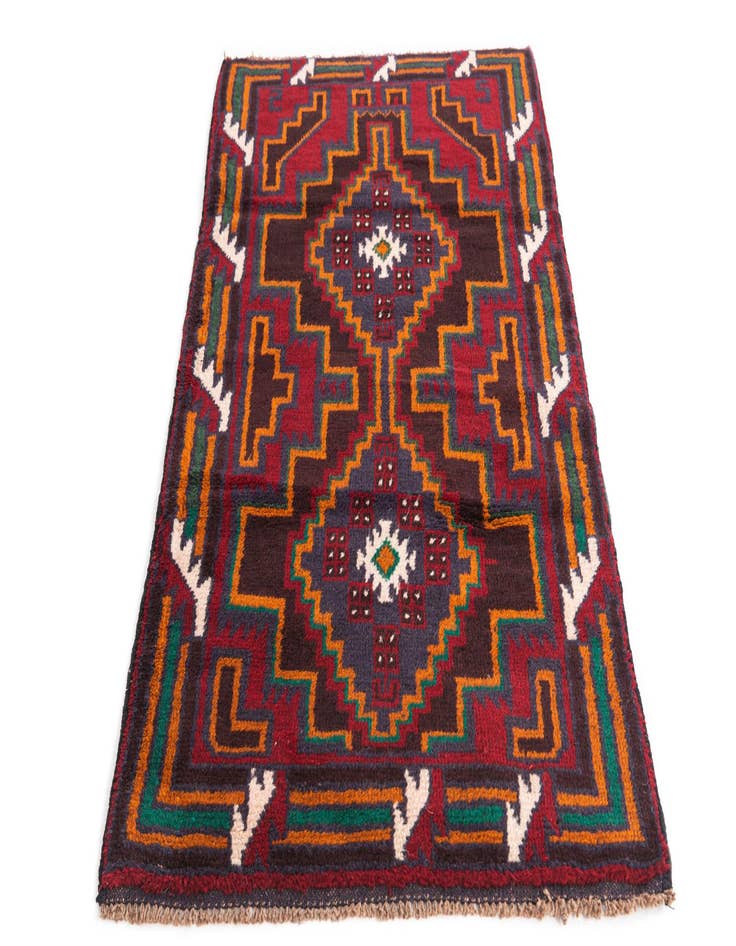 Detail image of 2' 9 x 4' 9  Hand Knotted Balouch Persian Wool Rug