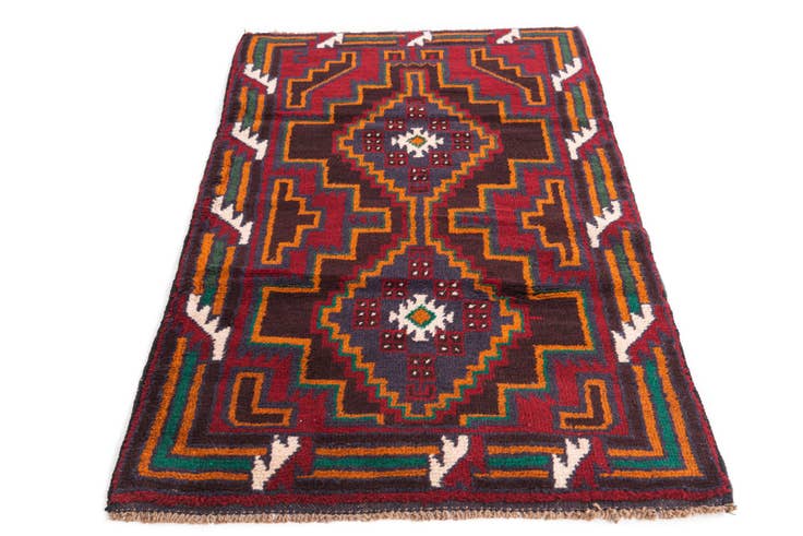 Detail image of 2' 9 x 4' 9 Hand Knotted Balouch Persian Wool Rug