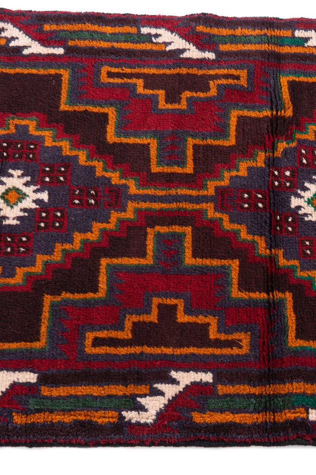 Detail image of 2' 9 x 4' 9 Hand Knotted Balouch Persian Wool Rug