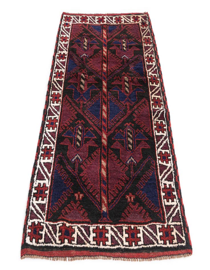 Detail image of 2' 9 x 4' 9  Hand Knotted Balouch Persian Wool Rug