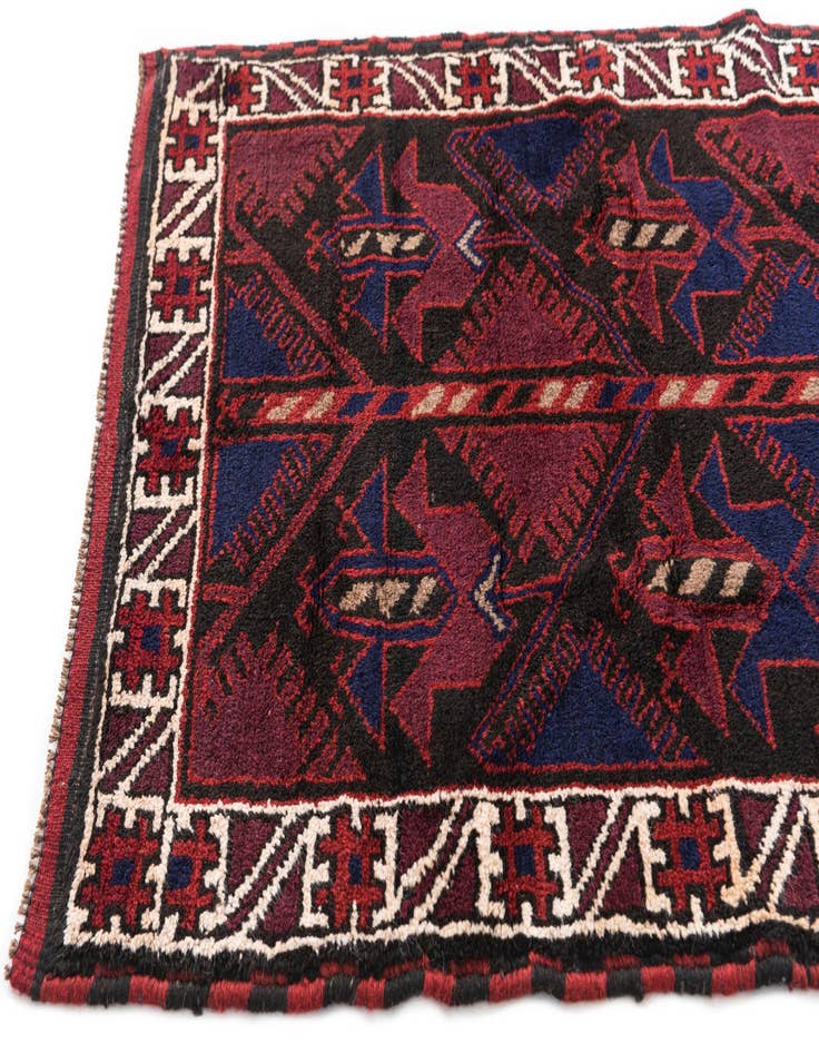 Detail image of 2' 9 x 4' 9  Hand Knotted Balouch Persian Wool Rug