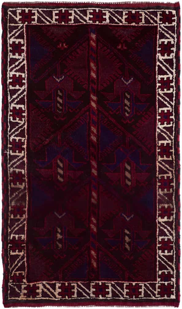 2' 9 x 4' 9 Hand Knotted Balouch Persian Wool Rug