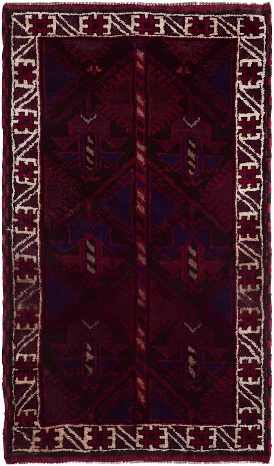 Detail image of 2' 9 x 4' 9 Hand Knotted Balouch Persian Wool Rug
