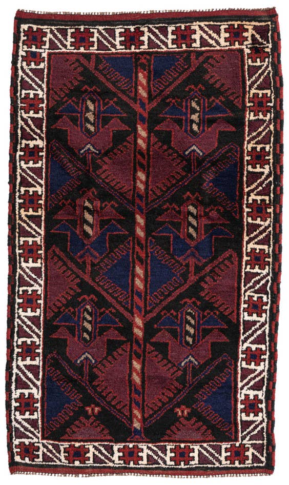 Detail image of 2' 9 x 4' 9 Hand Knotted Balouch Persian Wool Rug