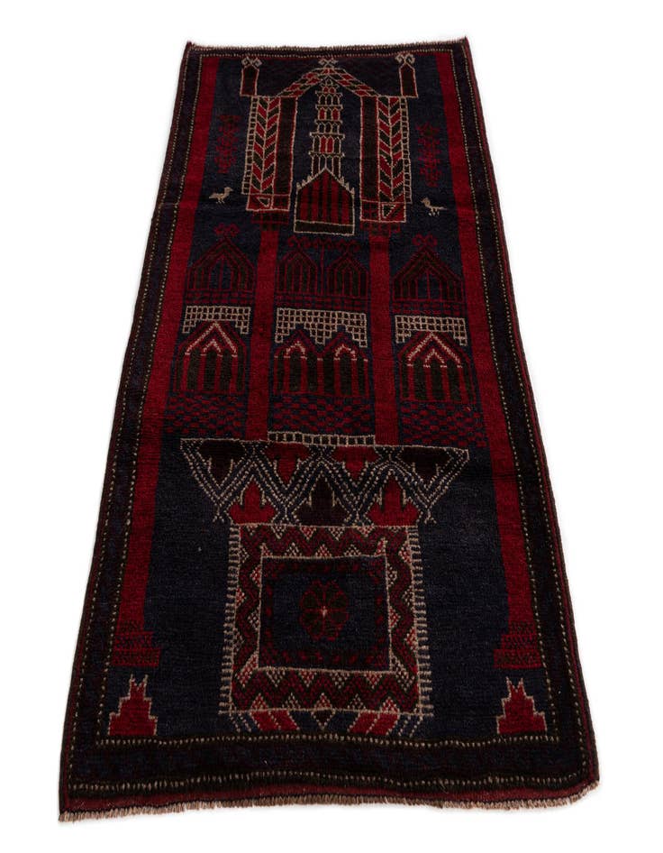 Detail image of 3' x 4' 7  Hand Knotted Balouch Persian Wool Rug