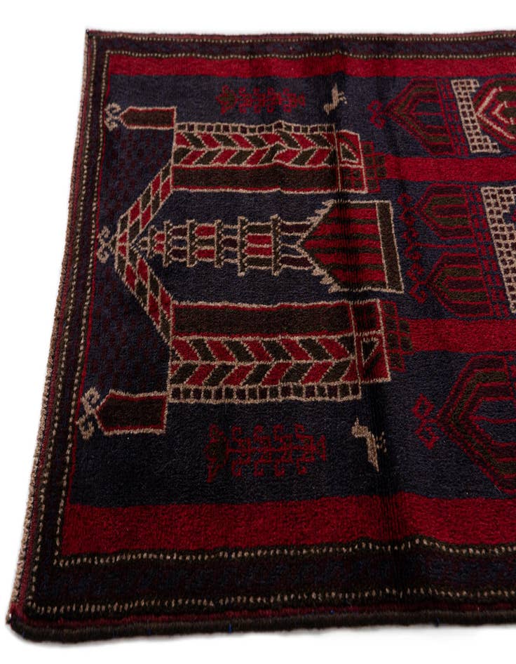 Detail image of 3' x 4' 7  Hand Knotted Balouch Persian Wool Rug