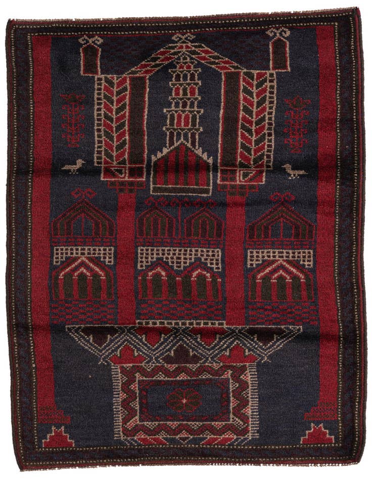 Detail image of 3' x 4' 7 Hand Knotted Balouch Persian Wool Rug