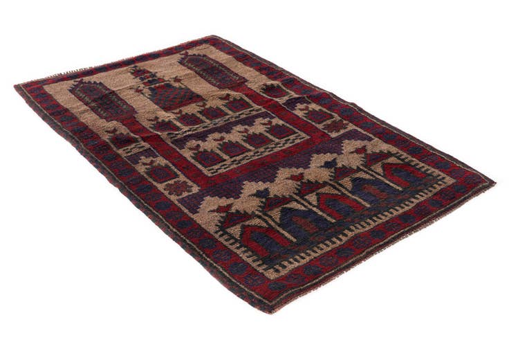 Detail image of 2' 10 x 4' 8 Hand Knotted Balouch Persian Wool Rug