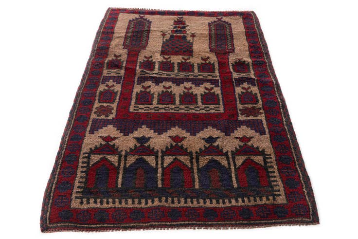 Detail image of 2' 10 x 4' 8 Hand Knotted Balouch Persian Wool Rug