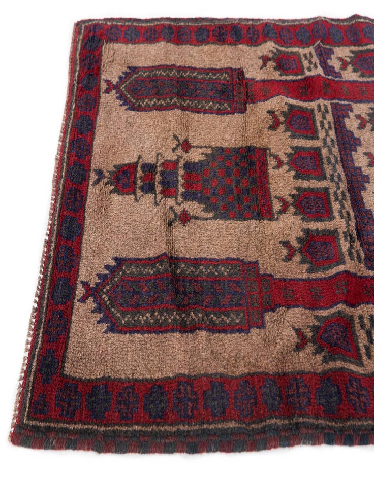 Detail image of 2' 10 x 4' 8 Hand Knotted Balouch Persian Wool Rug