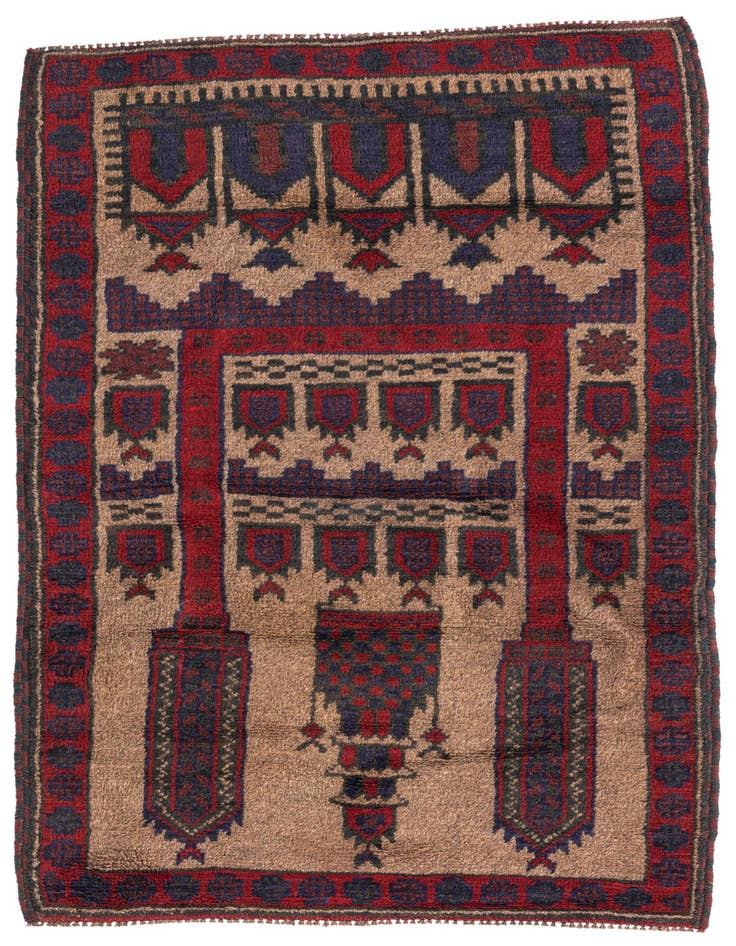 Detail image of 2' 10 x 4' 8 Hand Knotted Balouch Persian Wool Rug