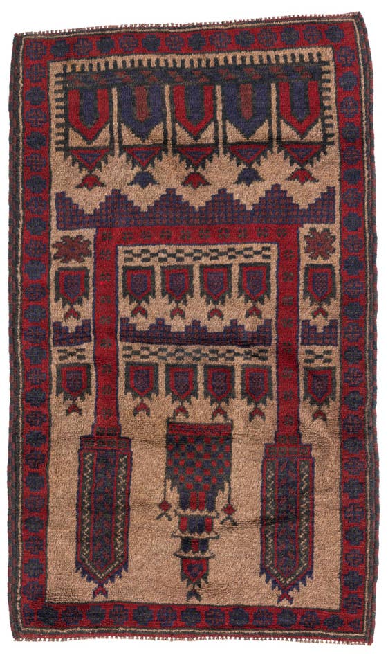 Detail image of 2' 10 x 4' 8 Hand Knotted Balouch Persian Wool Rug