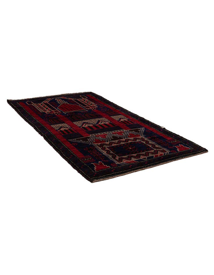 Detail image of 2' 10 x 5' Hand Knotted Balouch Persian Wool Rug
