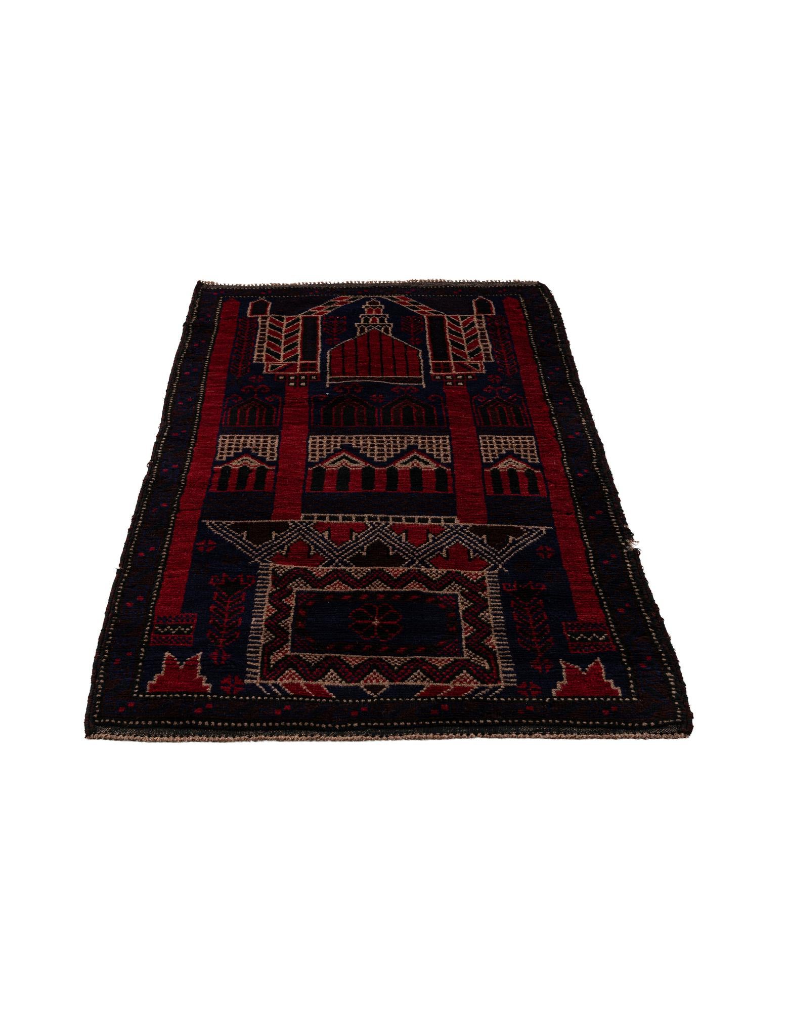 2' 10 x 5' Hand Knotted Balouch Persian Wool Rug