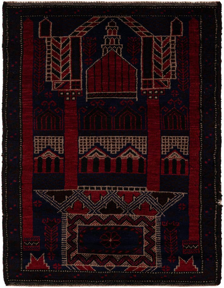 Detail image of 2' 10 x 5' Hand Knotted Balouch Persian Wool Rug