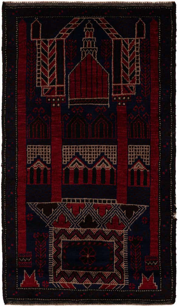 2' 10 x 5' Hand Knotted Balouch Persian Wool Rug