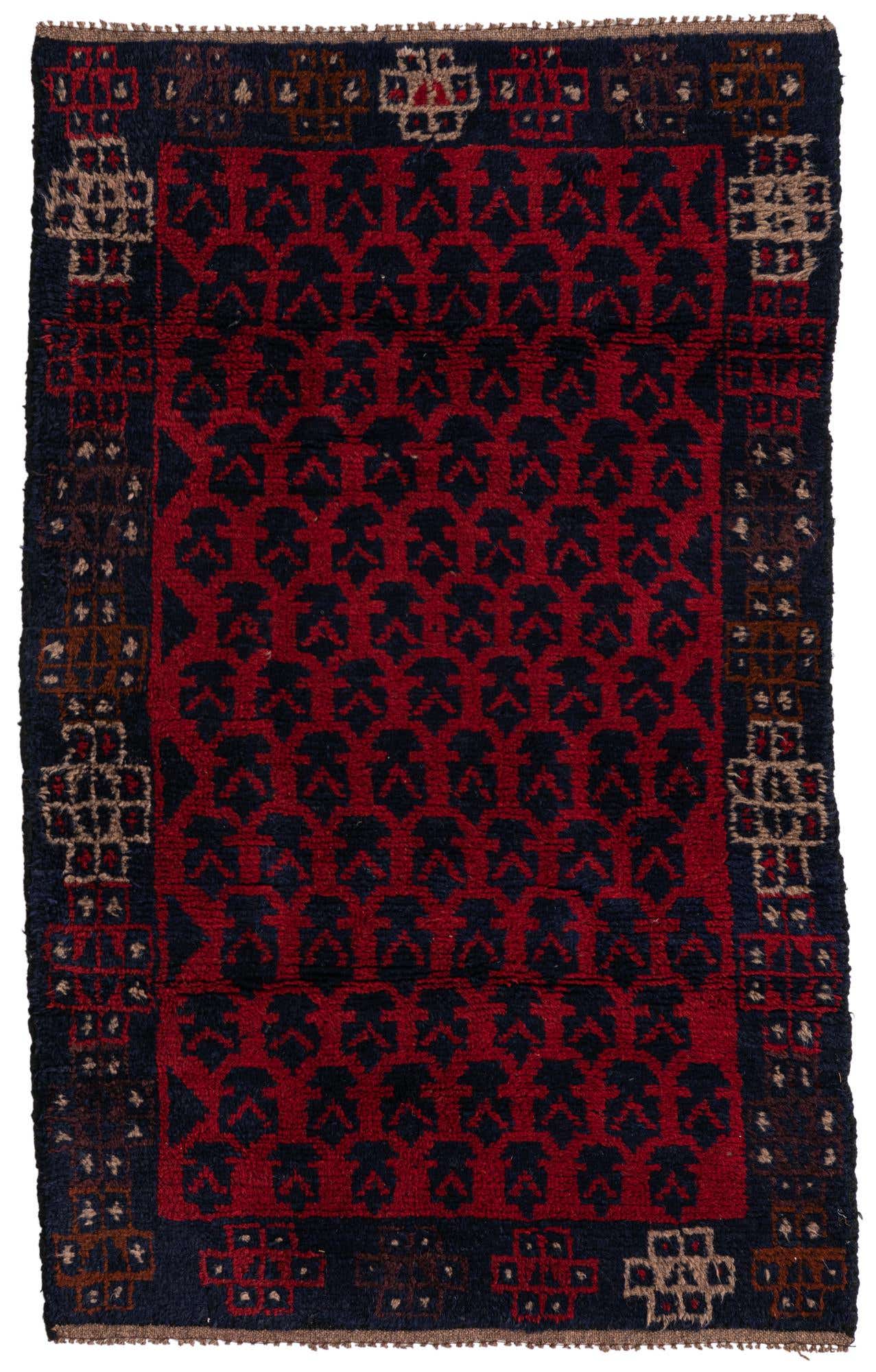 2' 9 x 4' 7 Hand Knotted Balouch Persian Wool Rug