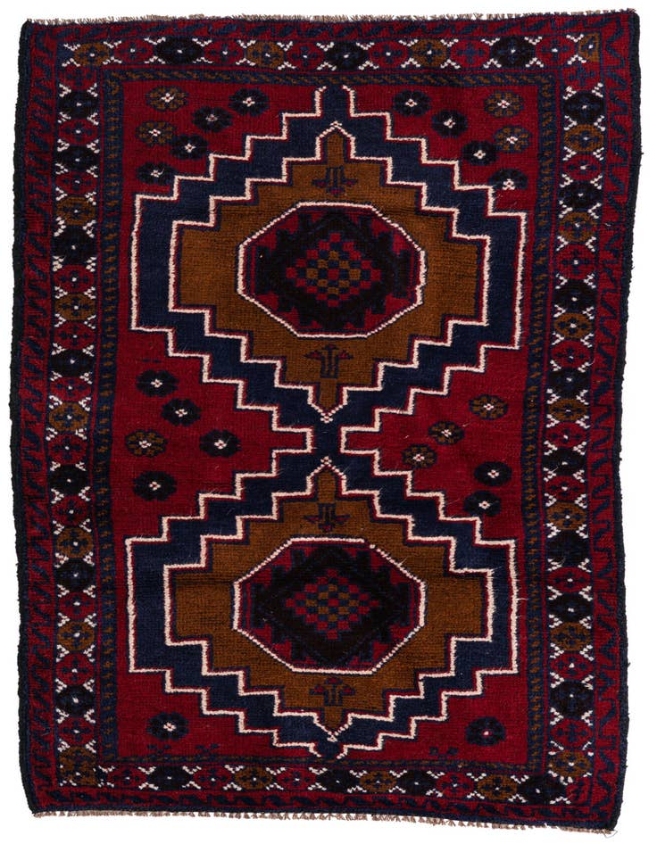 Detail image of 2' 10 x 4' 9 Hand Knotted Balouch Persian Wool Rug