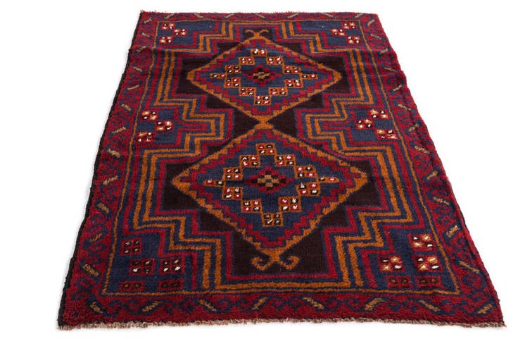Detail image of 2' 9 x 4' 8 Hand Knotted Balouch Persian Wool Rug