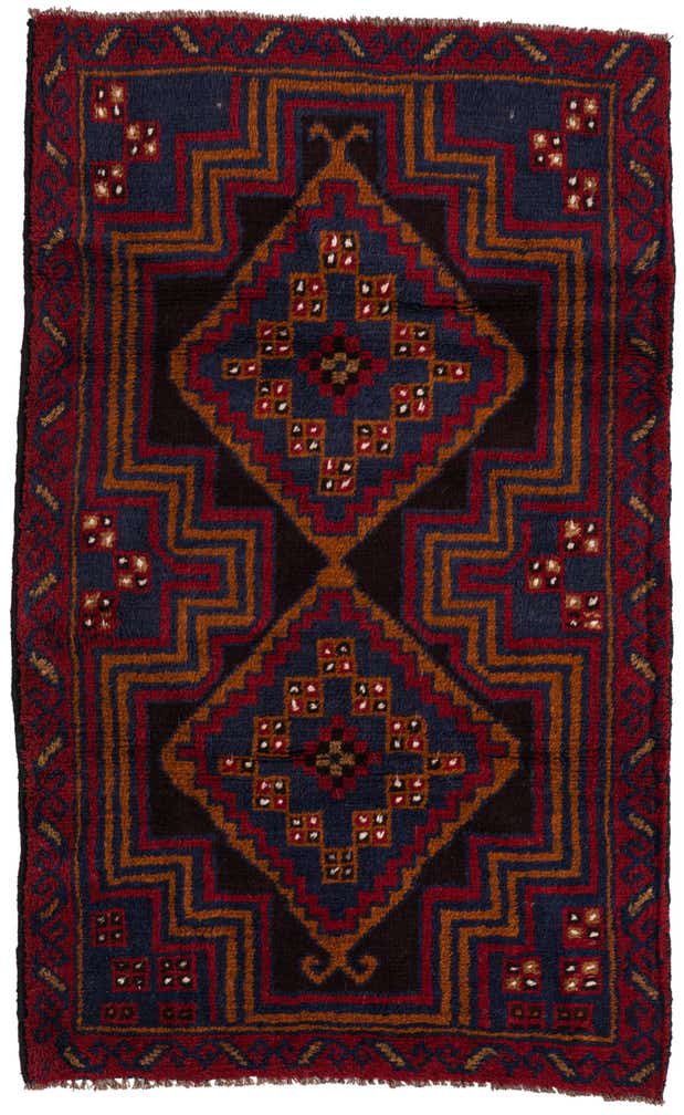 2' 9 x 4' 8 Hand Knotted Balouch Persian Wool Rug