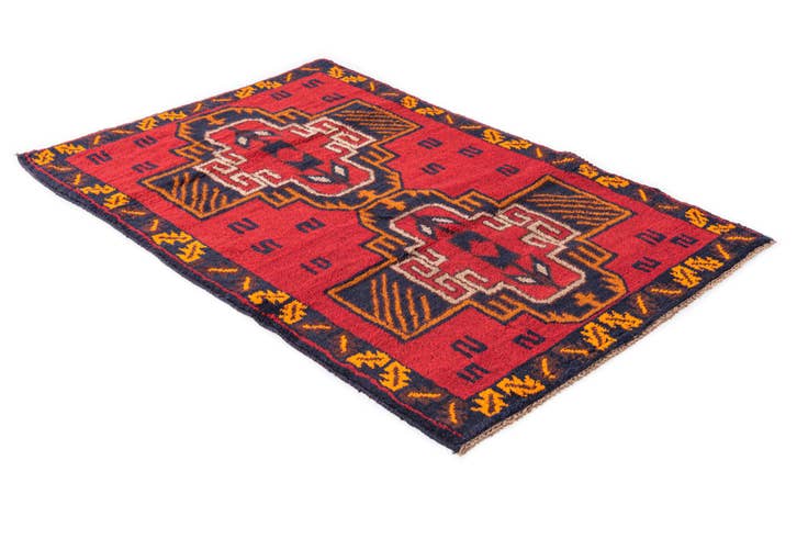 Detail image of 2' 10 x 4' 6 Hand Knotted Balouch Persian Wool Rug