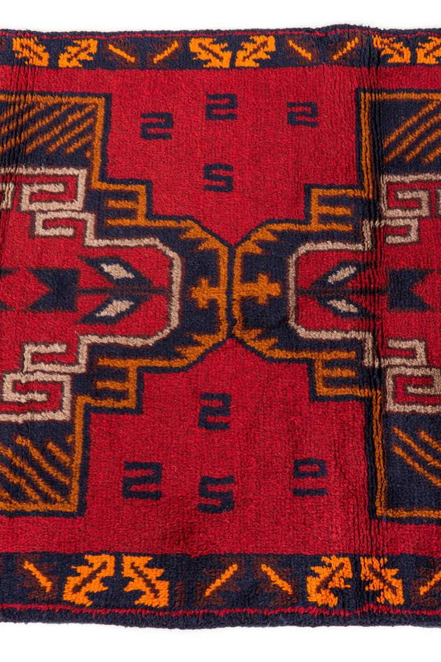 Detail image of 2' 10 x 4' 6 Hand Knotted Balouch Persian Wool Rug