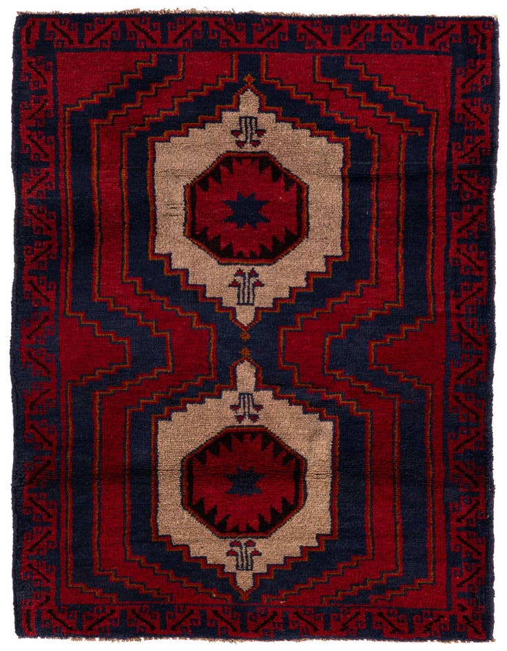Detail image of 3' x 4' 9 Hand Knotted Balouch Persian Wool Rug