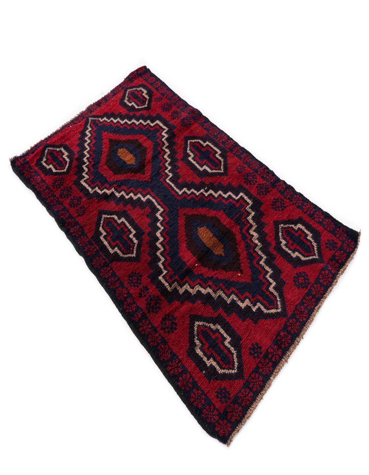 Detail image of 2' 9 x 4' 8  Hand Knotted Balouch Persian Wool Rug