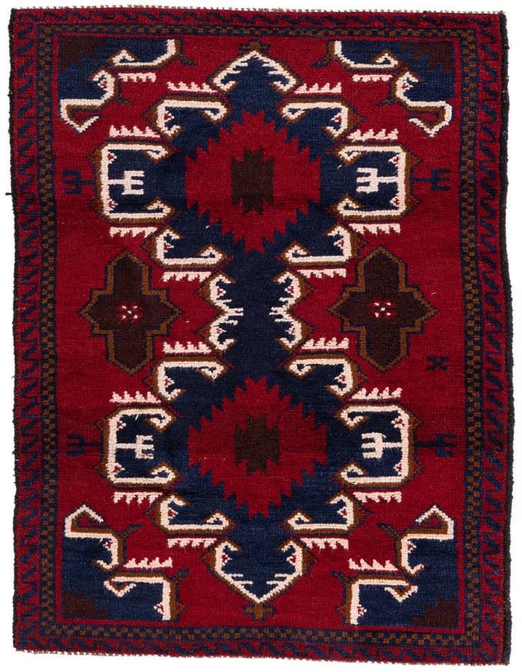 Detail image of 2' 9 x 4' 8 Hand Knotted Balouch Persian Wool Rug