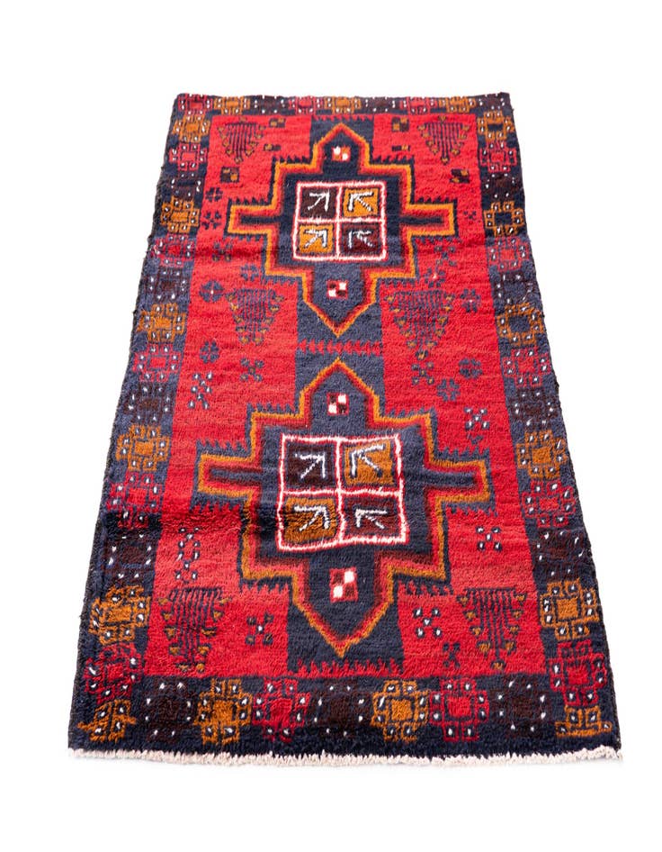 Detail image of 2' 9 x 4' 8  Hand Knotted Balouch Persian Wool Rug