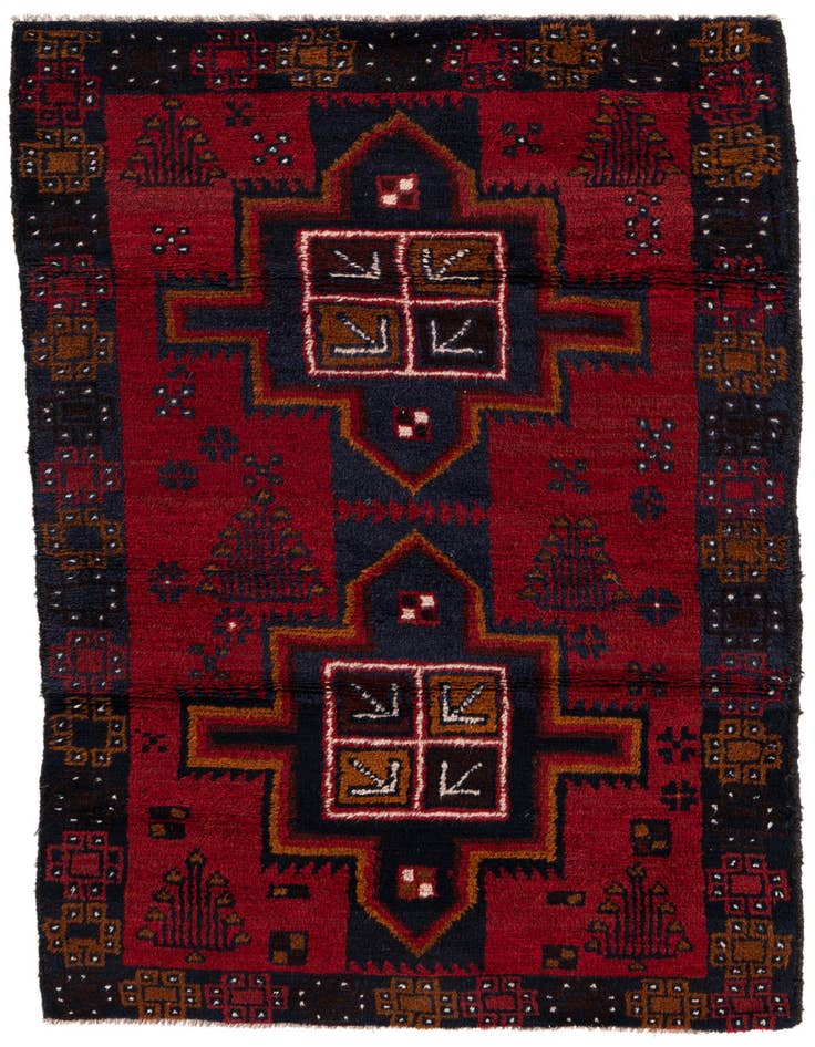 Detail image of 2' 9 x 4' 8 Hand Knotted Balouch Persian Wool Rug