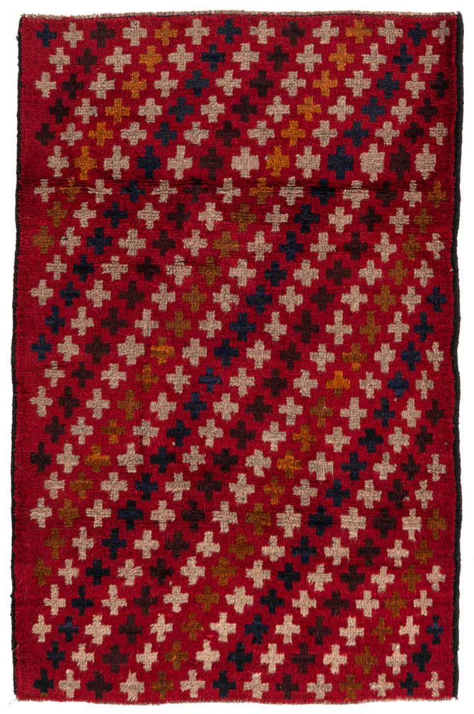 3' x 4' 7 Hand Knotted Balouch Persian Wool Rug