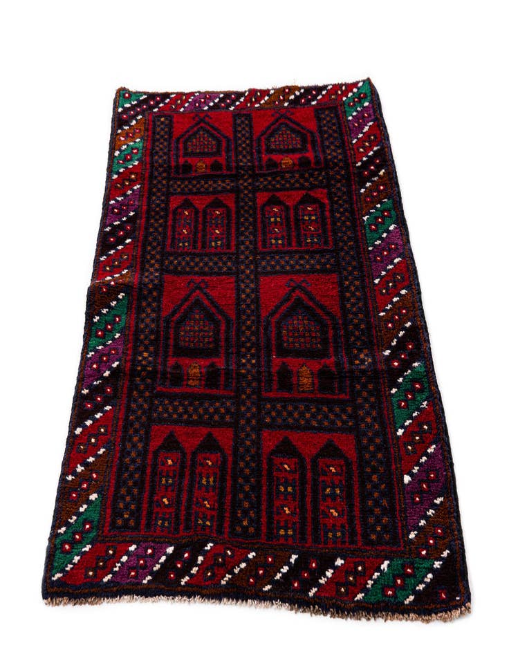 Detail image of 2' 11 x 4' 8  Hand Knotted Balouch Persian Wool Rug