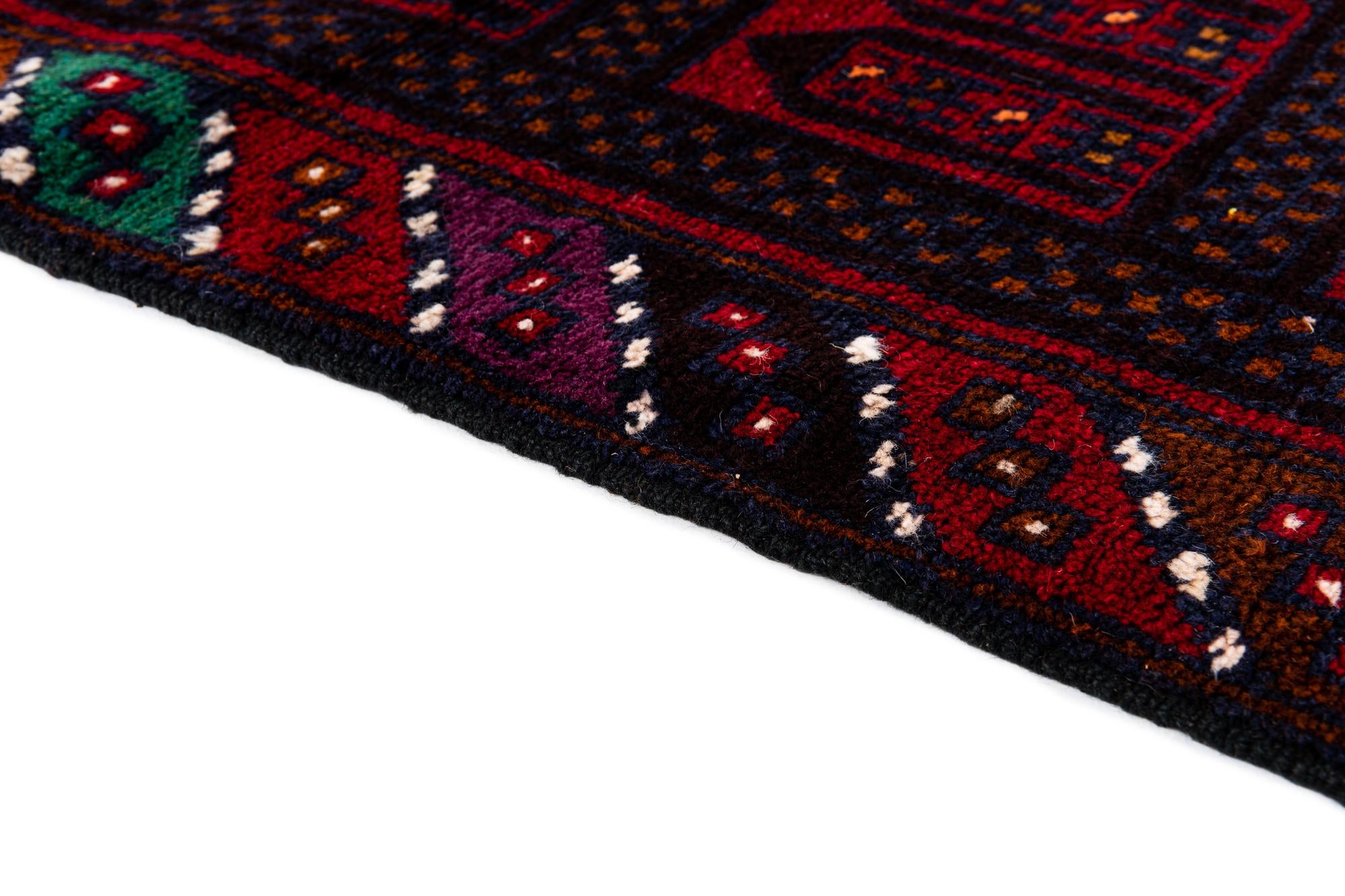 2' 11 x 4' 8 Hand Knotted Balouch Persian Wool Rug