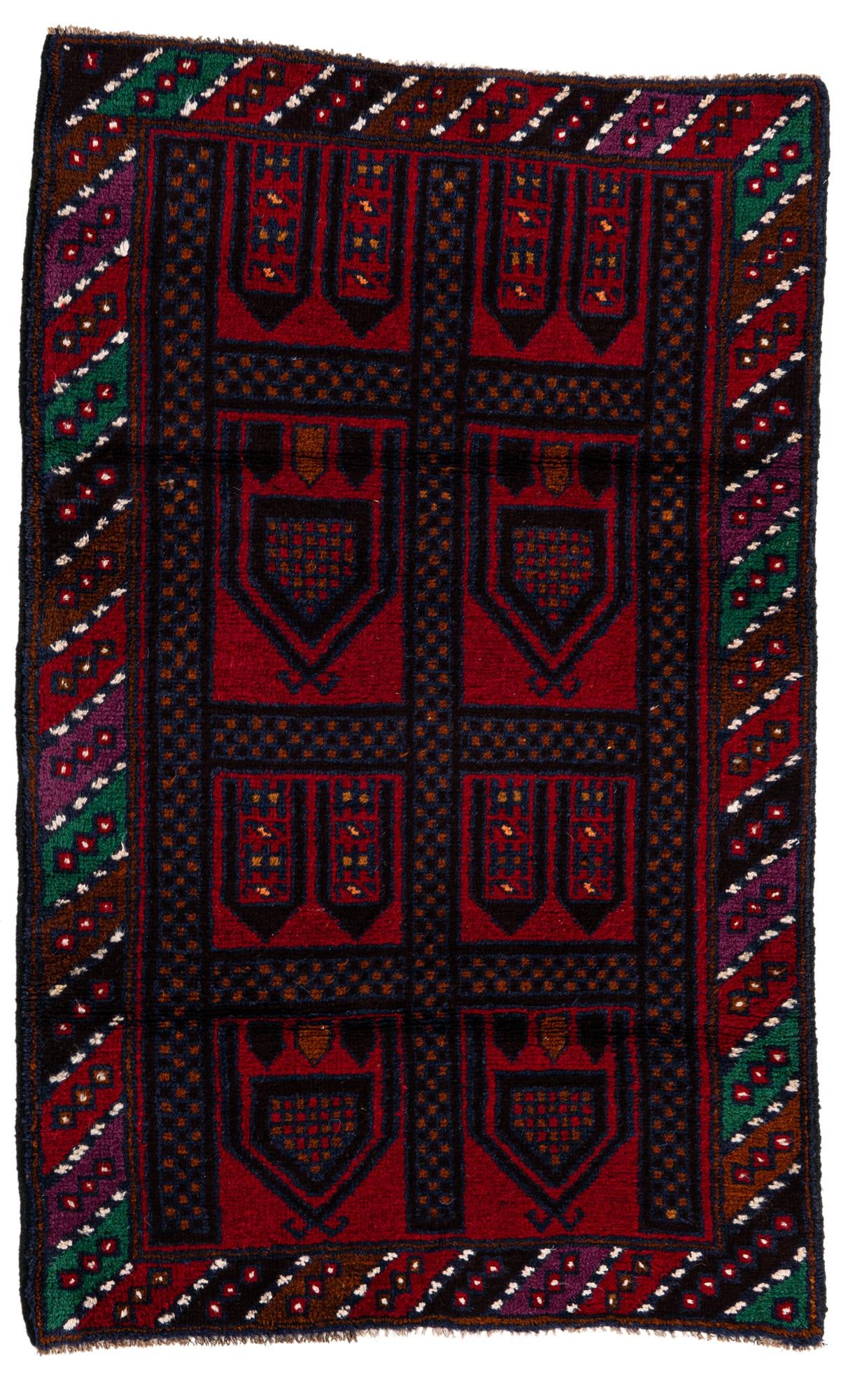 2' 11 x 4' 8 Hand Knotted Balouch Persian Wool Rug