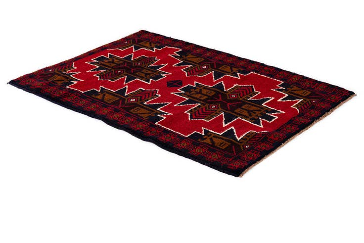 Detail image of 3' x 4' 6 Hand Knotted Balouch Persian Wool Rug