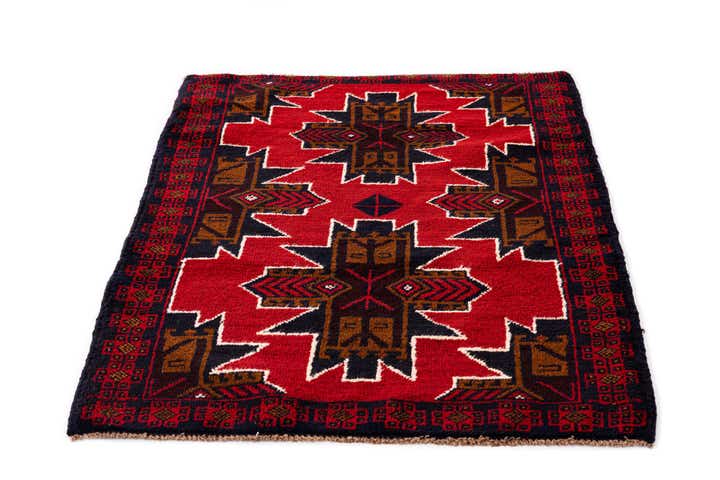 3' x 4' 6 Hand Knotted Balouch Persian Wool Rug