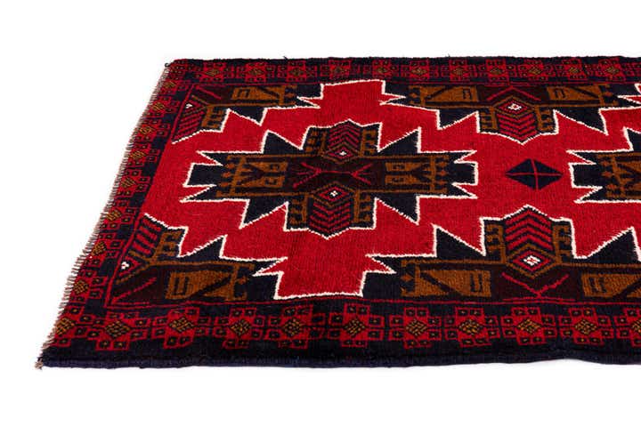 3' x 4' 6 Hand Knotted Balouch Persian Wool Rug