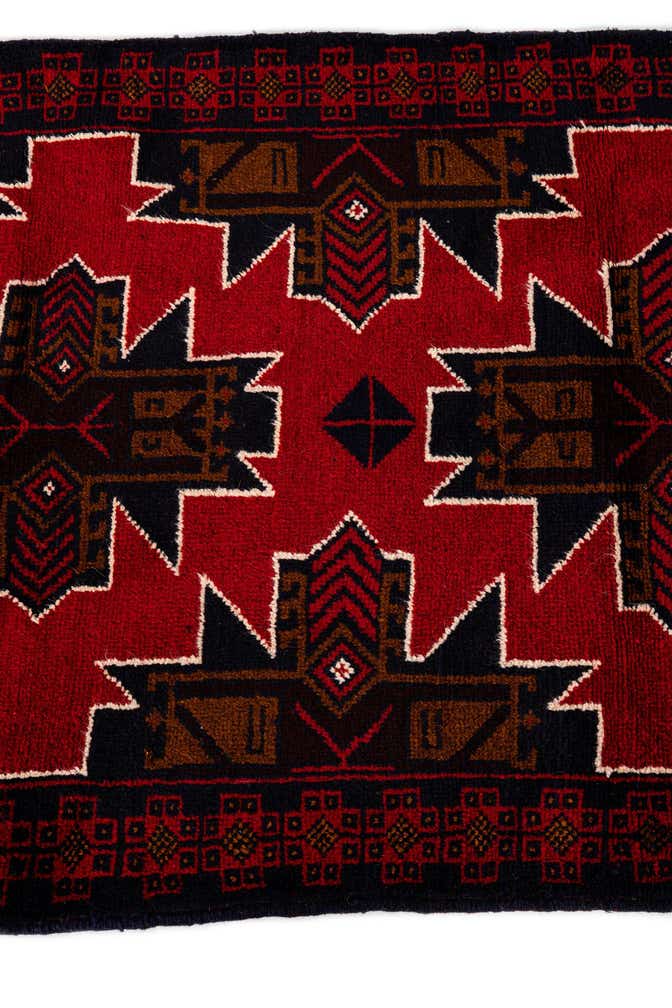 3' x 4' 6 Hand Knotted Balouch Persian Wool Rug