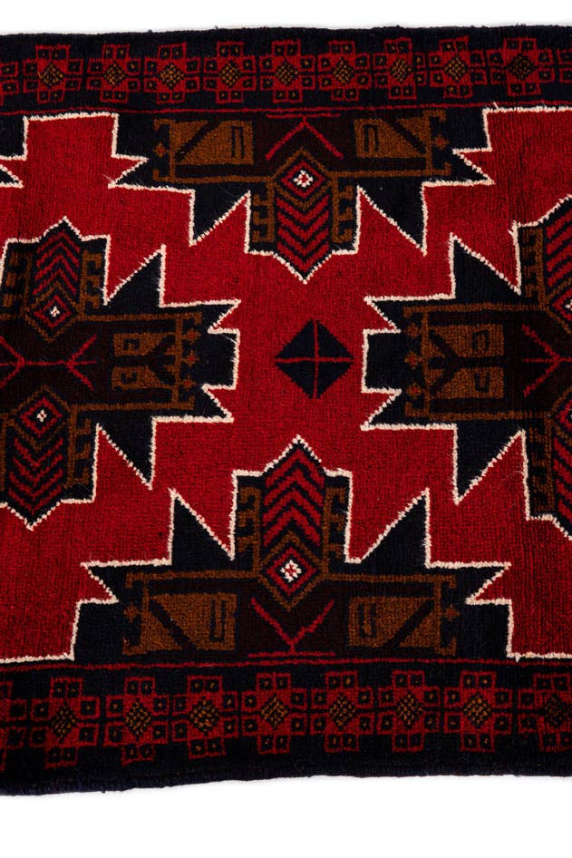 Detail image of 3' x 4' 6 Hand Knotted Balouch Persian Wool Rug