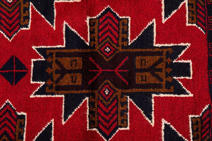 Detail image of 3' x 4' 6 Hand Knotted Balouch Persian Wool Rug
